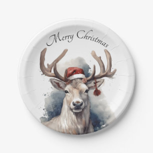 Rustic Reindeer Christmas, custom Paper Plate