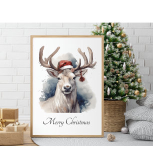 Rustic Reindeer Christmas, custom Poster