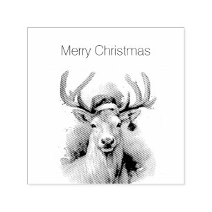 Rustic Reindeer Christmas, custom Self-inking Stamp