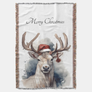 Rustic Reindeer Christmas, custom Throw Blanket