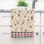 Rustic Reindeer Farmhouse Family Name Monogram Tea Towel<br><div class="desc">Featuring initial monogram along with a last name and established date, and beautiful farmhouse plaid. Add your custom wording to this design by using the "Edit this design template" boxes on the right-hand side of the item or click the blue "Customise it" button to arrange the text, change the fonts...</div>
