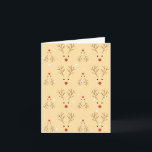 Rustic Reindeer Pattern Christmas Card<br><div class="desc">Send warm wishes with simple seasonal style. This Rustic Reindeer Pattern Christmas Card features an adorable repeating design of reindeer faces with twig-style antlers and bright red noses, set against a soft neutral background. Light snowy dots add a gentle winter touch, creating a calm and cosy holiday feel. The neutral...</div>