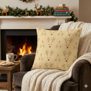 Rustic Reindeer Pattern Throw Pillow