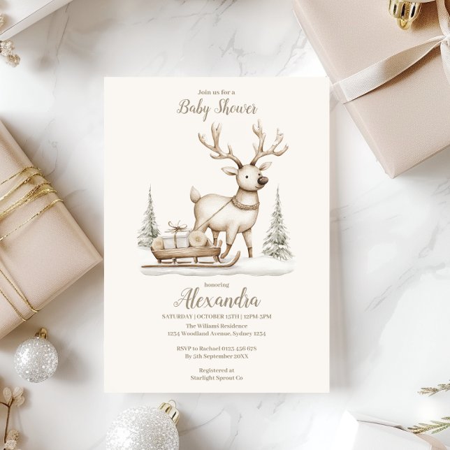 Rustic Reindeer Winter Baby Shower Invitation (Creator Uploaded)