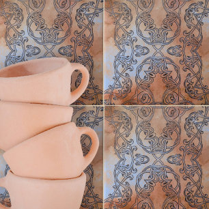 Rustic Renaissance Earth-toned Swirls and Curves Tile