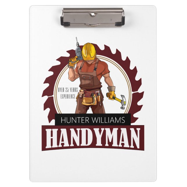 Rustic Repairman Construction Handyman Modern Clipboard (Front)