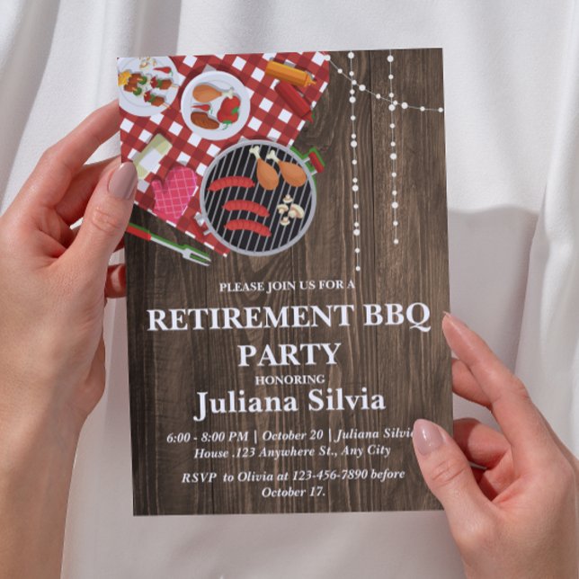 Rustic Retirement BBQ Party  Invitation (Creator Uploaded)
