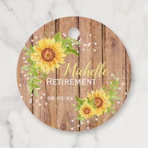 Rustic Retirement Floral Yellow Sunflower Favour Tags