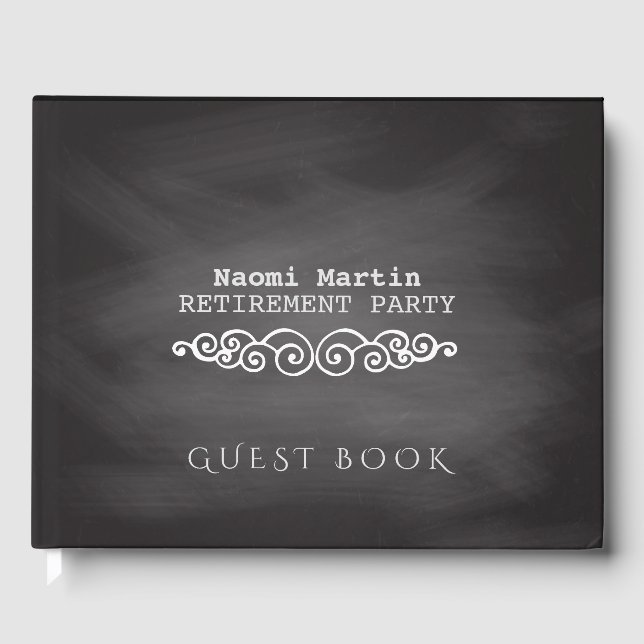 Rustic Retirement Party | Vintage Chalkboard Guest Book (Front)