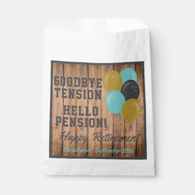 Rustic Retirement Quote And Balloons Favour Bags (Front)