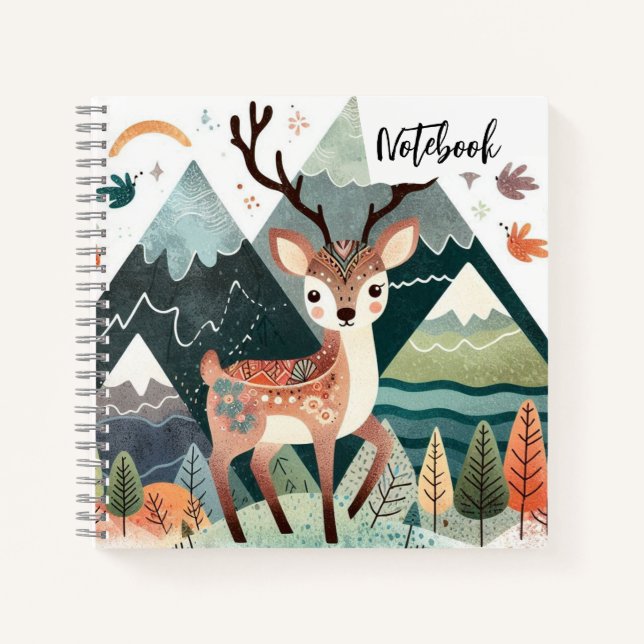  Rustic Retreat – Autumn Deer in the Mountain Pine Notebook (Front)
