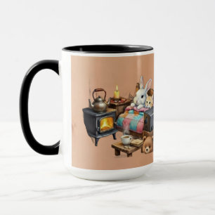 "Rustic Retreat: Hand-Painted Style Animal Coffee Mug