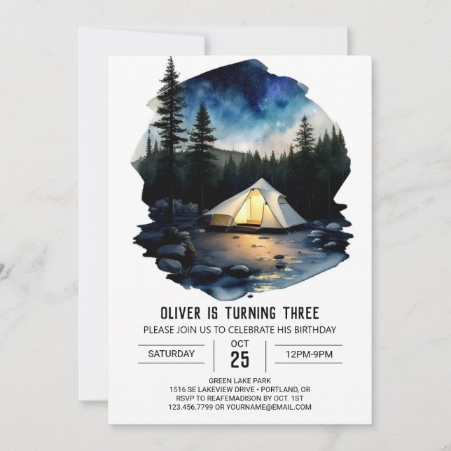 Rustic Retreat Kids' Birthday Invitation (Front)