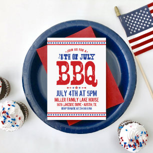 Rustic Retro 4th of July BBQ Invitation