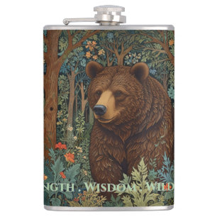 Rustic retro brown bear hip flask