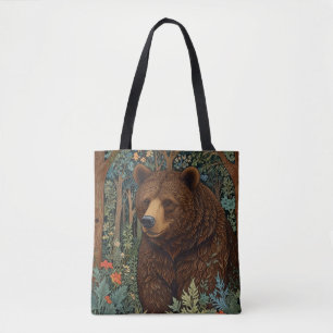 Rustic retro brown bear tote bag