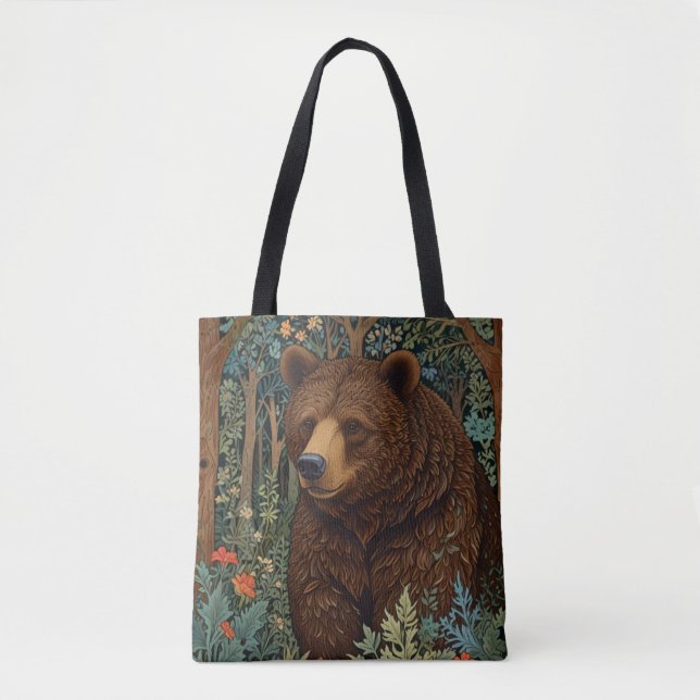 Rustic retro brown bear tote bag (Front)