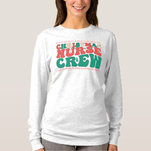 Rustic Retro Christmas Nurse Crew Long Sleeve T-Shirt