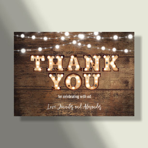 Rustic Retro Engagement Party Thank You Card