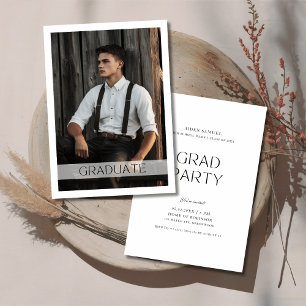 Rustic Retro Graduate Photo Announcement Invite