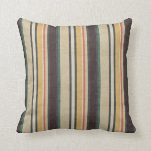 Rustic Retro Stripe Pattern Cushion