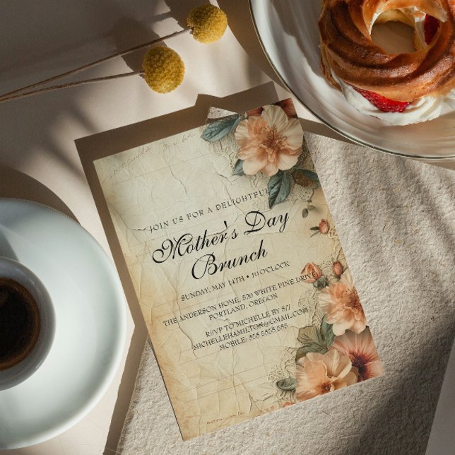 Rustic Retro Style Mother's Day Brunch Invitation (Creator Uploaded)
