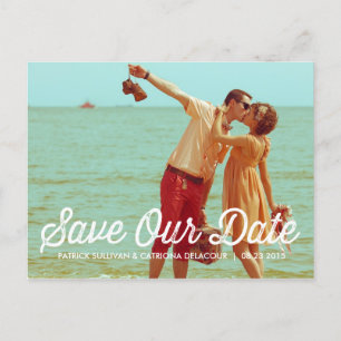 RUSTIC RETRO TYPOGRAPHY SAVE THE DATE POSTCARD