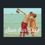 Rustic Retro Typography Save the Date Postcard<br><div class="desc">Rustic Retro Typography Save the Date Postcard 
 Customisable save the date postcard featuring rustic retro script. Similar items can be found in my found.</div>