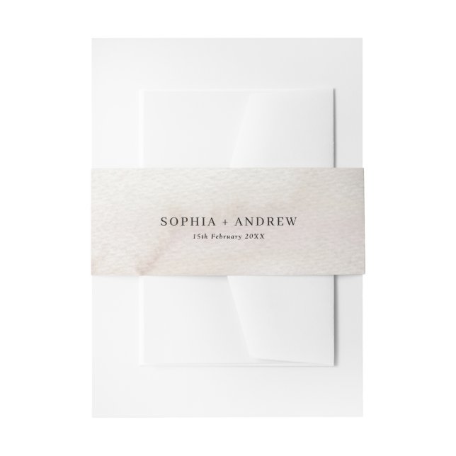 Rustic Retro Watercolor Wedding Invitation Belly Band (Front Example)