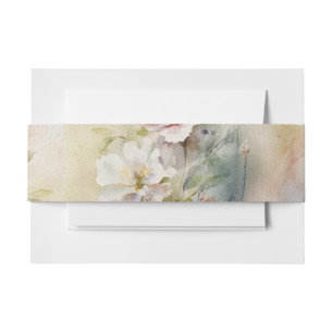 Rustic Retro Watercolor Wildflowers Wedding Invitation Belly Band