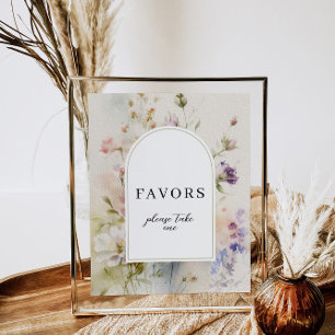 Rustic Retro Wildflowers Favours Sign