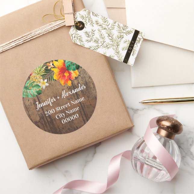 Rustic return address classic round sticker (Gifting)