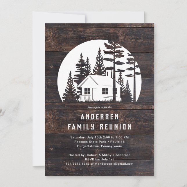 Rustic Reunion Rustic Wood Cabin  Invitation (Front)