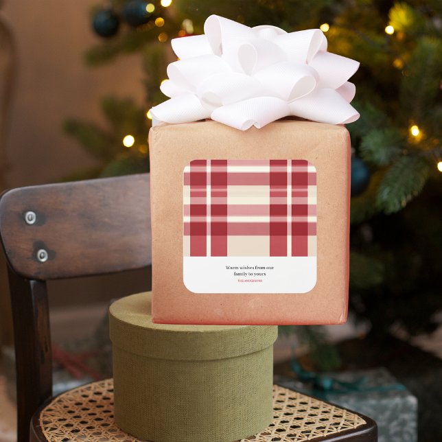 Rustic Reverie | Embracing the Farmhouse Red Plaid Square Sticker (Creator Uploaded)