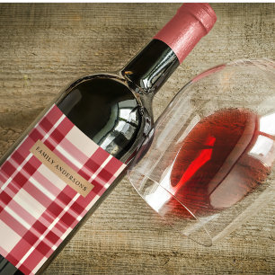 Rustic Reverie   Embracing the Farmhouse Red Plaid Wine Label