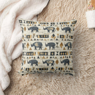 Rustic Rhino Tribal Pattern (1) Cushion