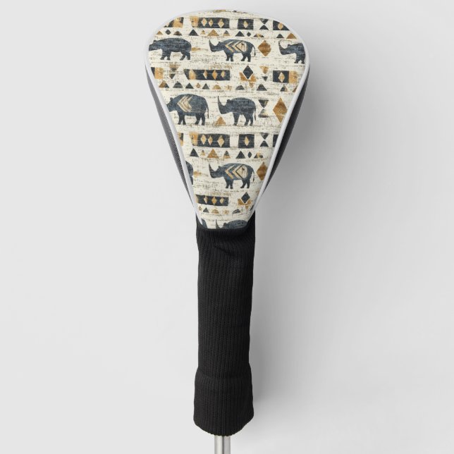 Rustic Rhino Tribal Pattern (1) Golf Head Cover (Front)