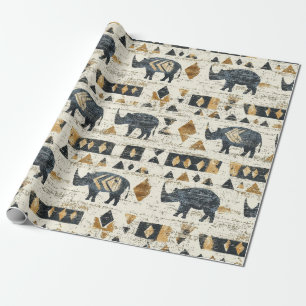 Rustic Rhino Tribal Pattern (1) Wrapping Paper