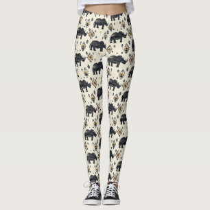 Rustic Rhino Tribal Pattern (2) Leggings