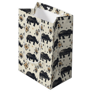 Rustic Rhino Tribal Pattern (2) Medium Gift Bag