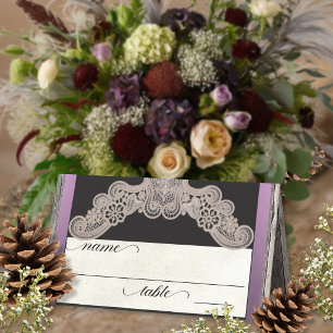 Rustic Ribbon & Lace - Lavender Place Card