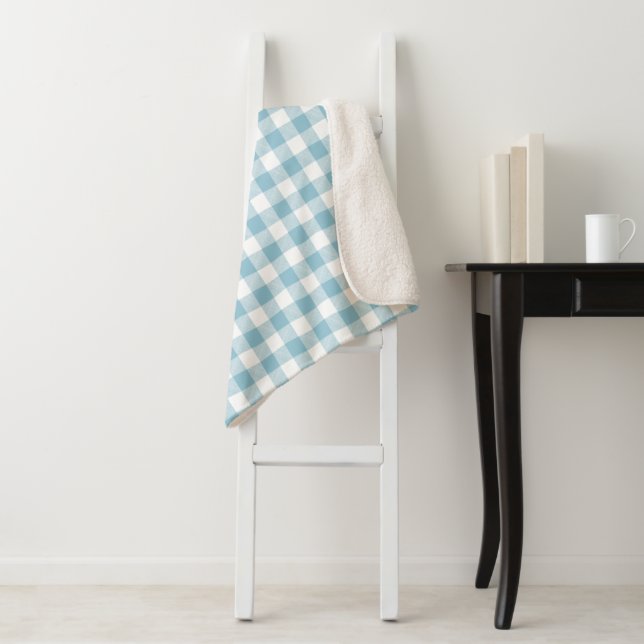 Rustic River Blue Buffalo Check Sherpa Blanket (In Situ)