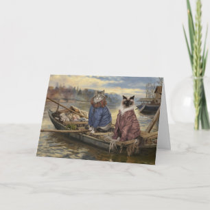Rustic River Cats Greeting Card