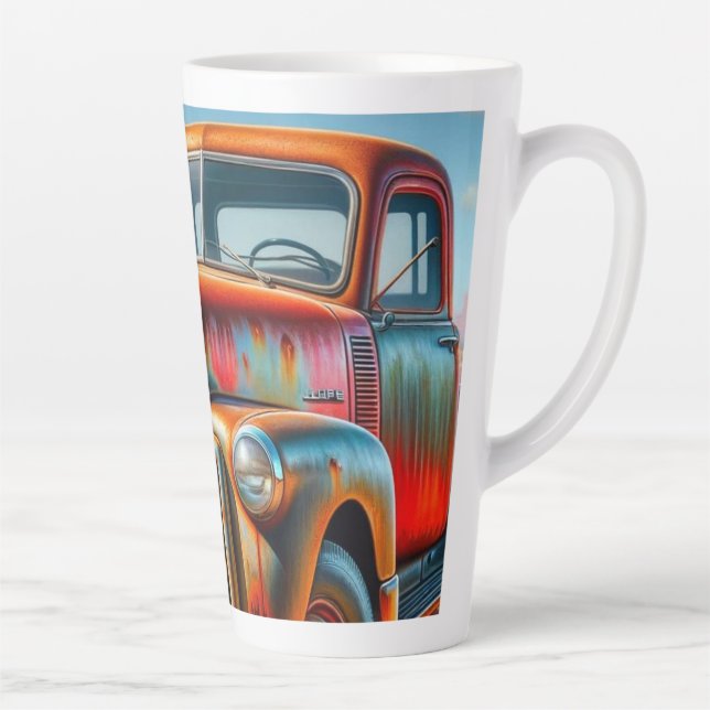 Rustic Roads: Vintage Truck Latte Mug (Right)