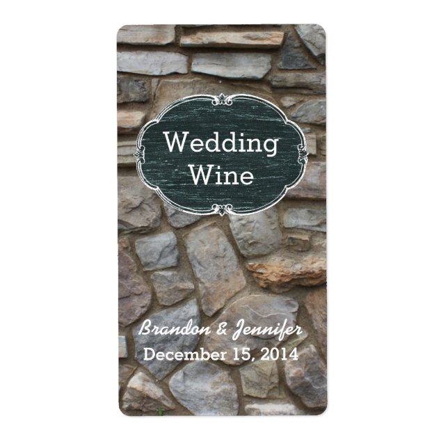 Rustic Rocks Custom Wedding Mini Wine Label (Front)