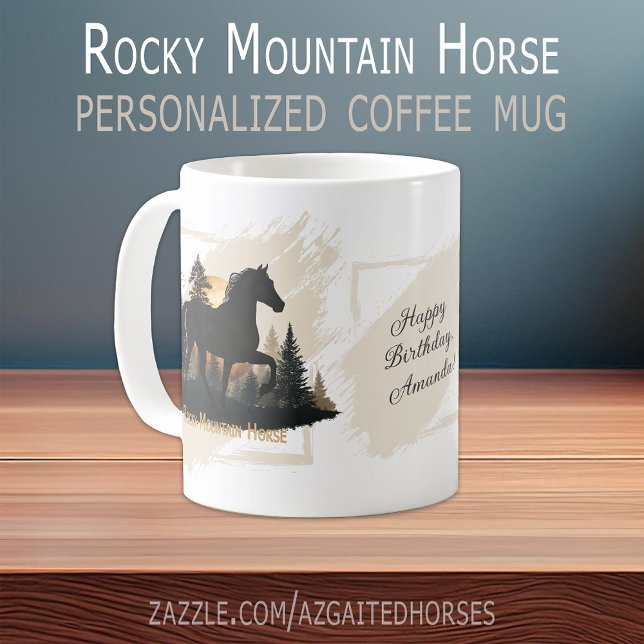 Rustic Rocky Mountain Horse Silhouette Personalise Coffee Mug (Rustic Rocky Mountain Horse Silhouette Personalize Coffee Mug)