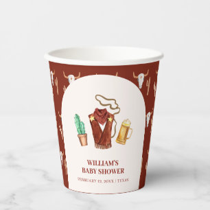 Rustic Rodeo Cowboy Cactus Beer Arch Baby Shower Paper Cups