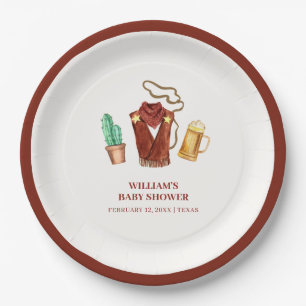 Rustic Rodeo Cowboy Cactus Beer Arch Baby Shower  Paper Plate