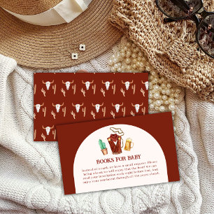 Rustic Rodeo Cowboy Cactus Beer Books Baby Shower Enclosure Card