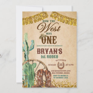 Rustic Rodeo Cowboy First Birthday Invitation